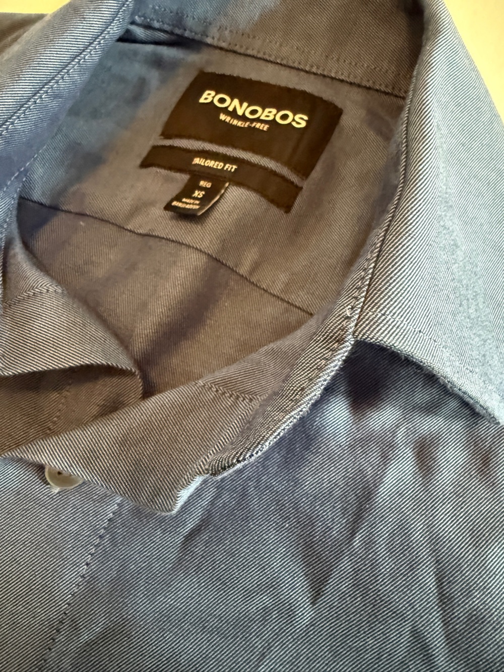 Bonobos Wrinkle-Free Tailored Fit Dress Shirt – Men’s XS – Blue